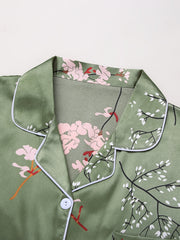 Floral Print Pajama Set Long Sleeve Blouse Top
