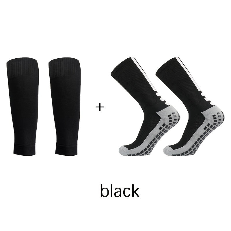 Silicone Non-slip Football Socks Set with Shin Guard Sock