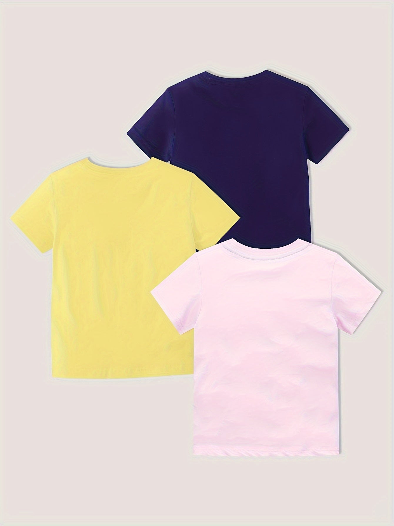 3pcs Girls Cotton Animal Print T-shirt Set, Comfy Tees for Summer