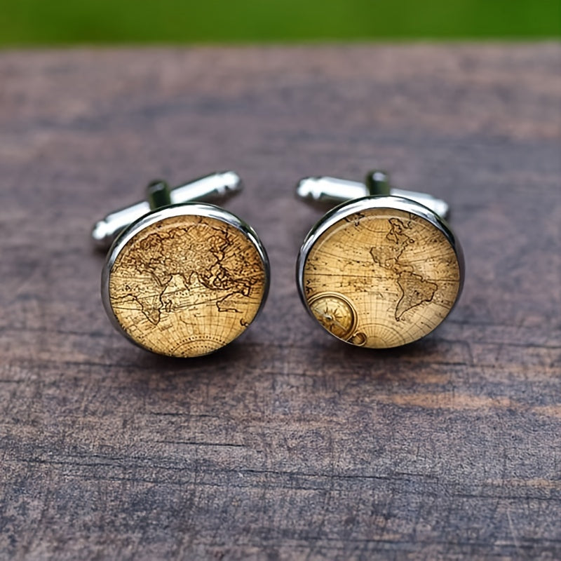 World Map Cufflinks Vintage Cufflinks For Gift