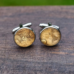 World Map Cufflinks Vintage Cufflinks For Gift