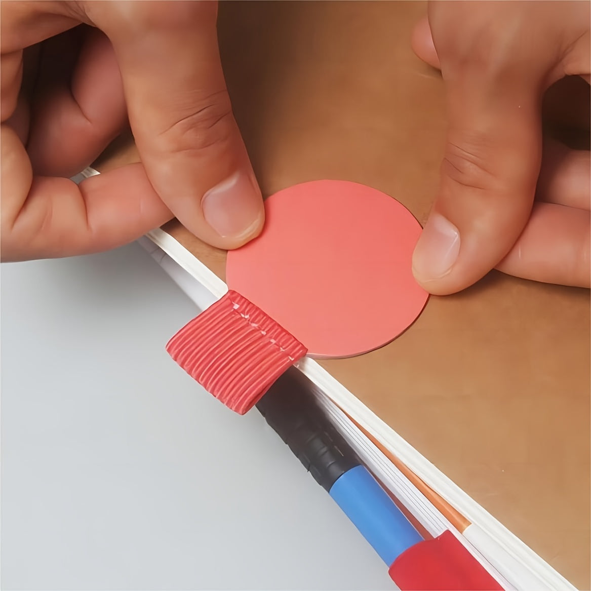 Notebook Adhesive Pen Holder PU Leather Pen Clip Notebook Pen Holder