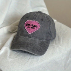 Adjustable Cotton Mens Peaked Cap with Love Embroidered