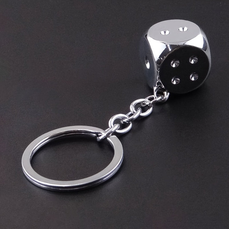 Metal 3D Dice Keychain Bar Game Pendant Travel Party Gift