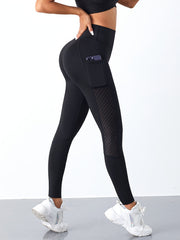 Breathable Soft Sports Leggings With Pocket Butt Lifting Fitness Tight Pants