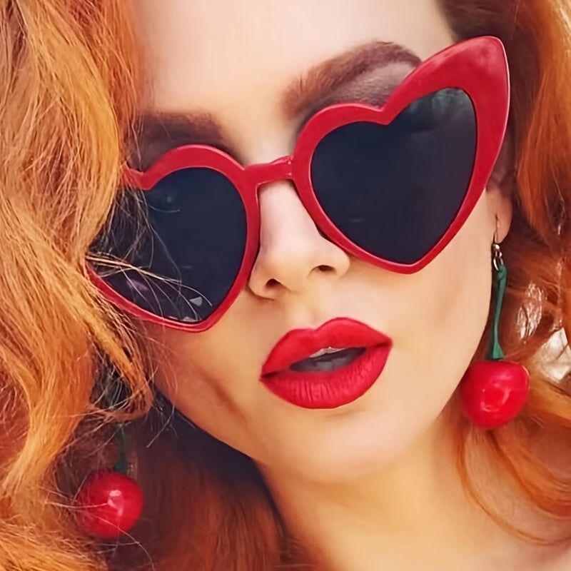 Heart Shaped Sunglasses Block Gradient Lens Vintage Oversized Eyewear