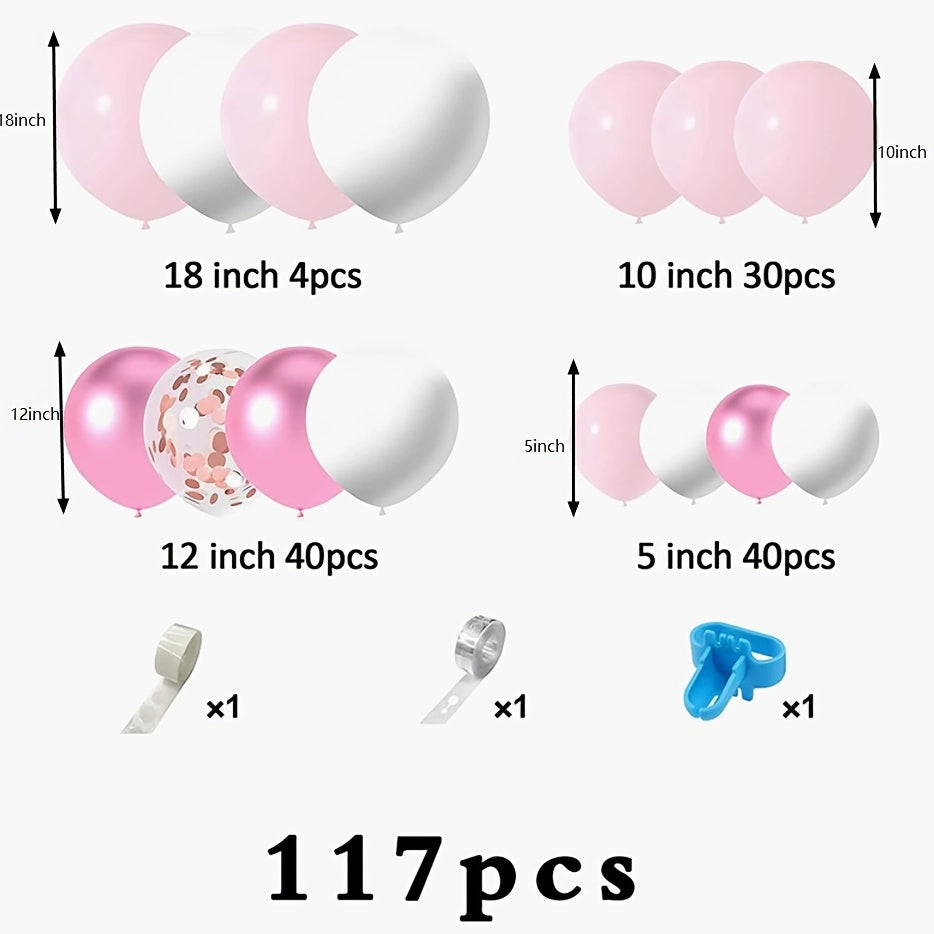 117pcs Pastel Pink Balloons Arch Garland Kit for Girl Shower Party Decorations