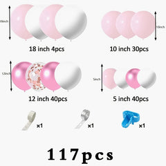 117pcs Pastel Pink Balloons Arch Garland Kit for Girl Shower Party Decorations