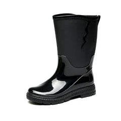 Women's Mid Calf Rain Boots Low Heel Waterproof Slip On Shoes