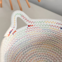 Colorful Cotton Rope Desktop Storage Basket for Office and Living Room