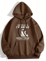 Graphic Print Kangaroo Pocket Hoodie Long Sleeve Hoodies