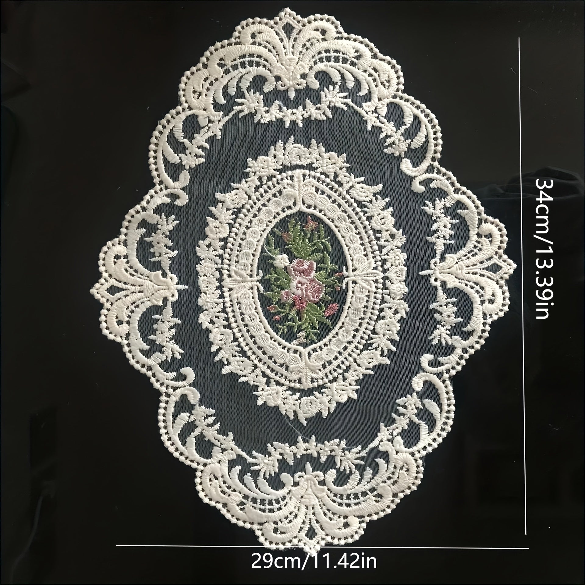 1Pc Vintage Lace Placemat Rose Lace Embroidery Table Mat