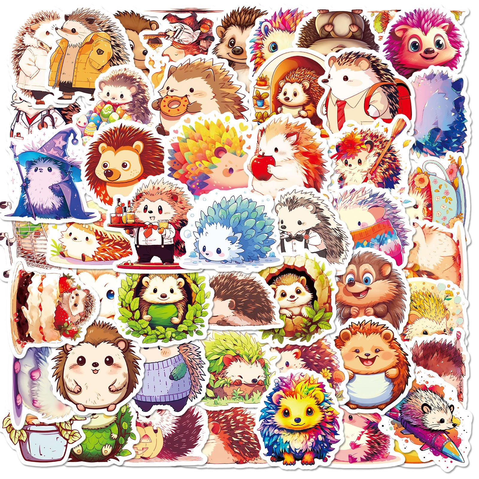 50 Hedgehog Stickers Vinyl Decals for Water Bottles Laptop Phone