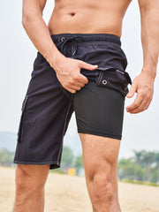 Men's Quick Dry Beach Shorts with Flap Pockets
