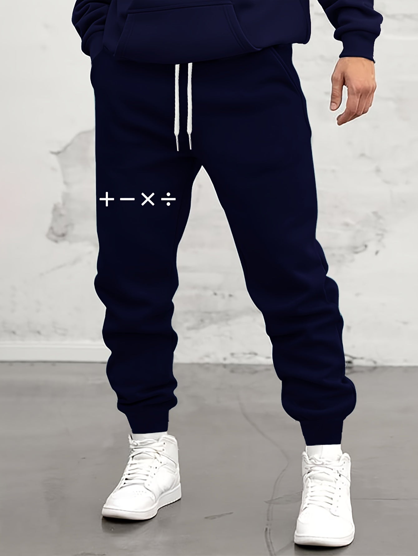 Japanese Character Arithmetic Drawstring Joggers Casual Loose Fit Pants