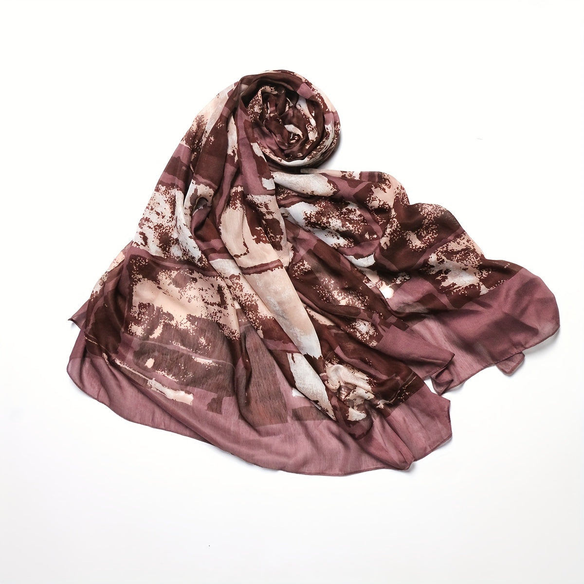 Geometric Tie Dye Print Scarf Vintage Brown Shawl