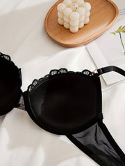 Lace Push Up Bra Heart Ring Linked Bra Women's Lingerie