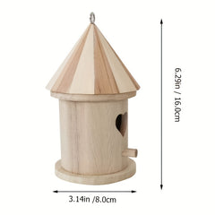 Wooden Aviary Bird Feeder Painted Pendant Heart Circular Pattern
