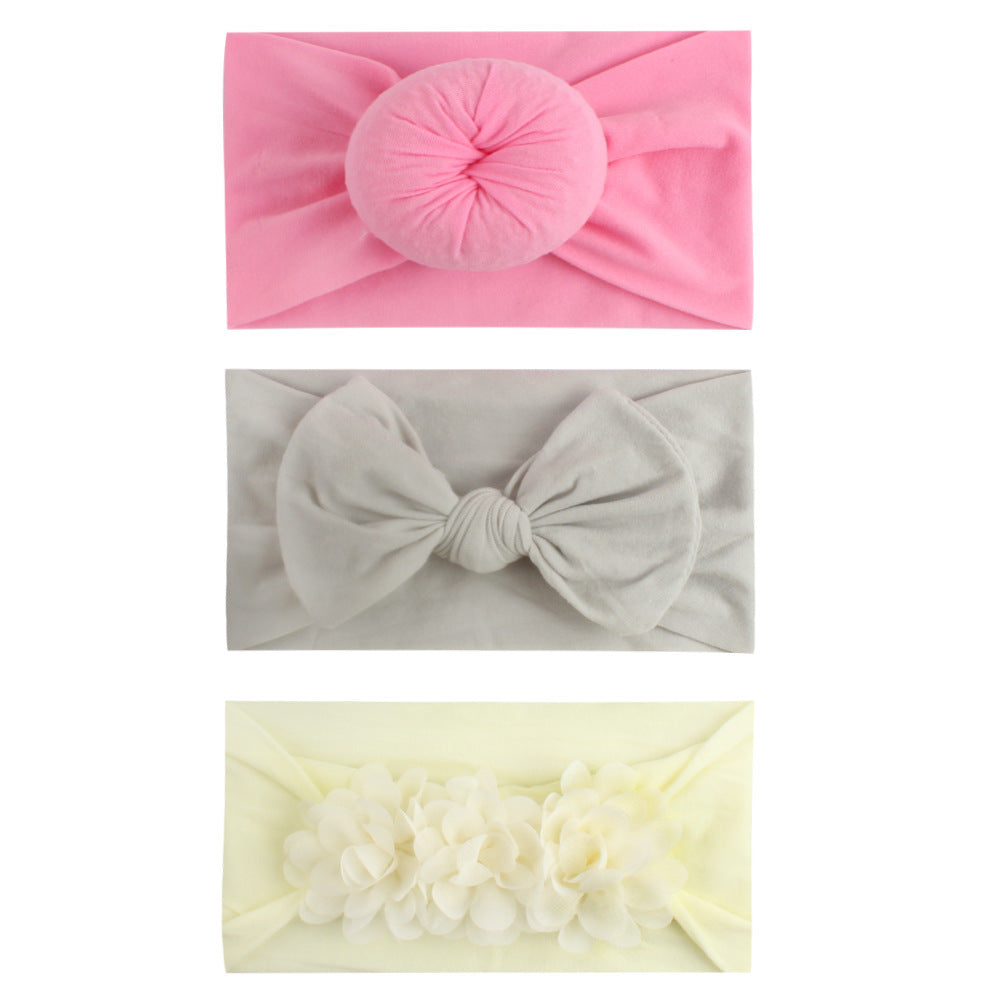 3pcs Nylon Soft Baby Headbands, 0-3 Yrs