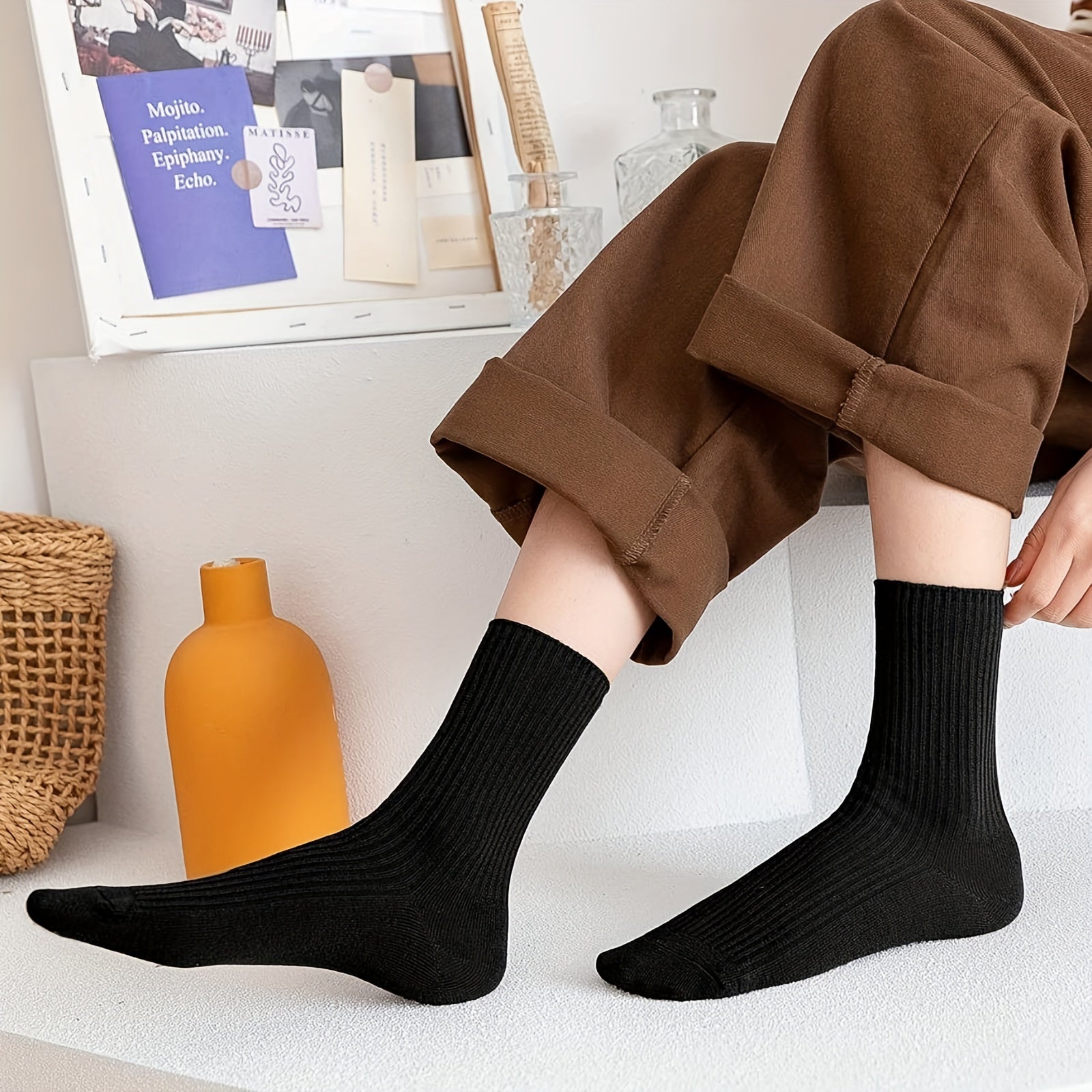6 Pairs Casual Cotton Socks Men Women