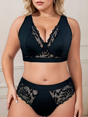 Contrast Lace V Neck Bra & Panty Set