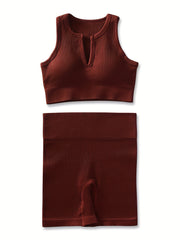 Ribbed Workout Set: Tank Top & Leggings for Women