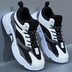 Women's Colorblock Mesh Sneakers Lace Up Soft Non-slip Outdoor Shoes
