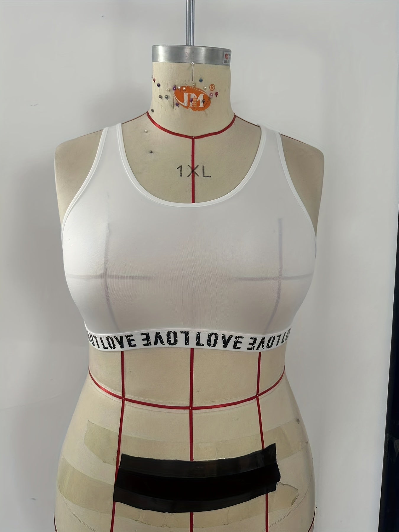 Sports Bra Women's Plus Letter Tape Racer Back Comfort Bralette