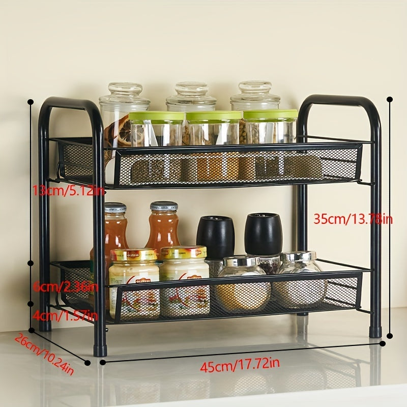 1pc Kitchen Seasoning Rack Organizer For Cabinet and Countertop Storage