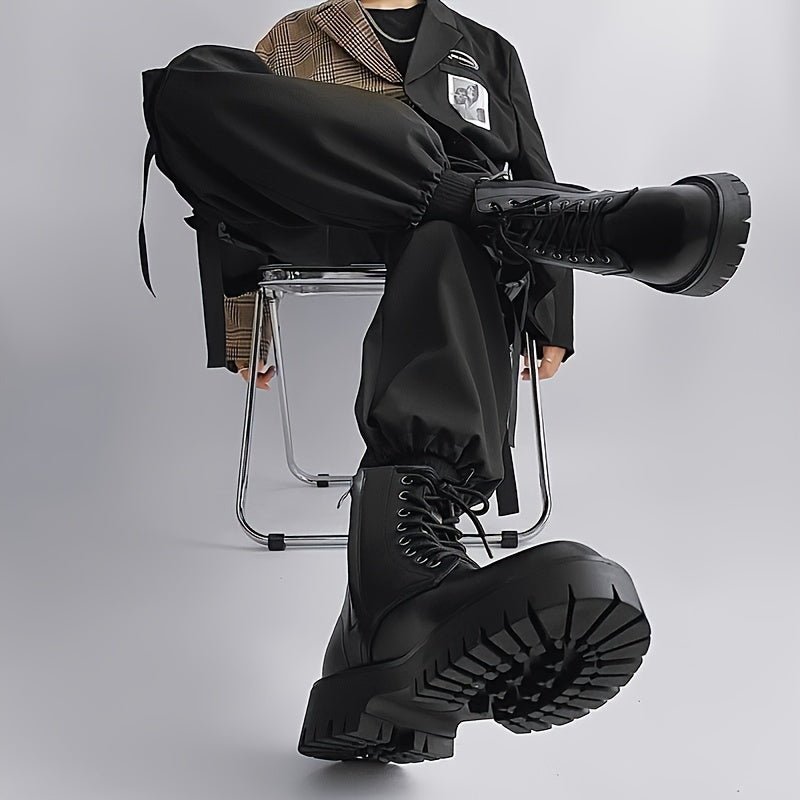 Men's High Top Platform Boots Non Slip Zip Up Shoes