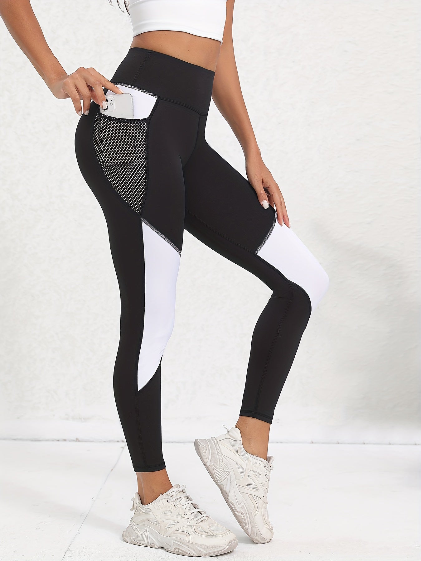 High Waisted Yoga Pants With Pocket - Stretch Running Leggings