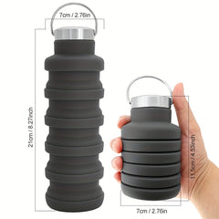 Foldable Reusable Silicone Water Bottle 16oz Leakproof Cup with Lid for Camping