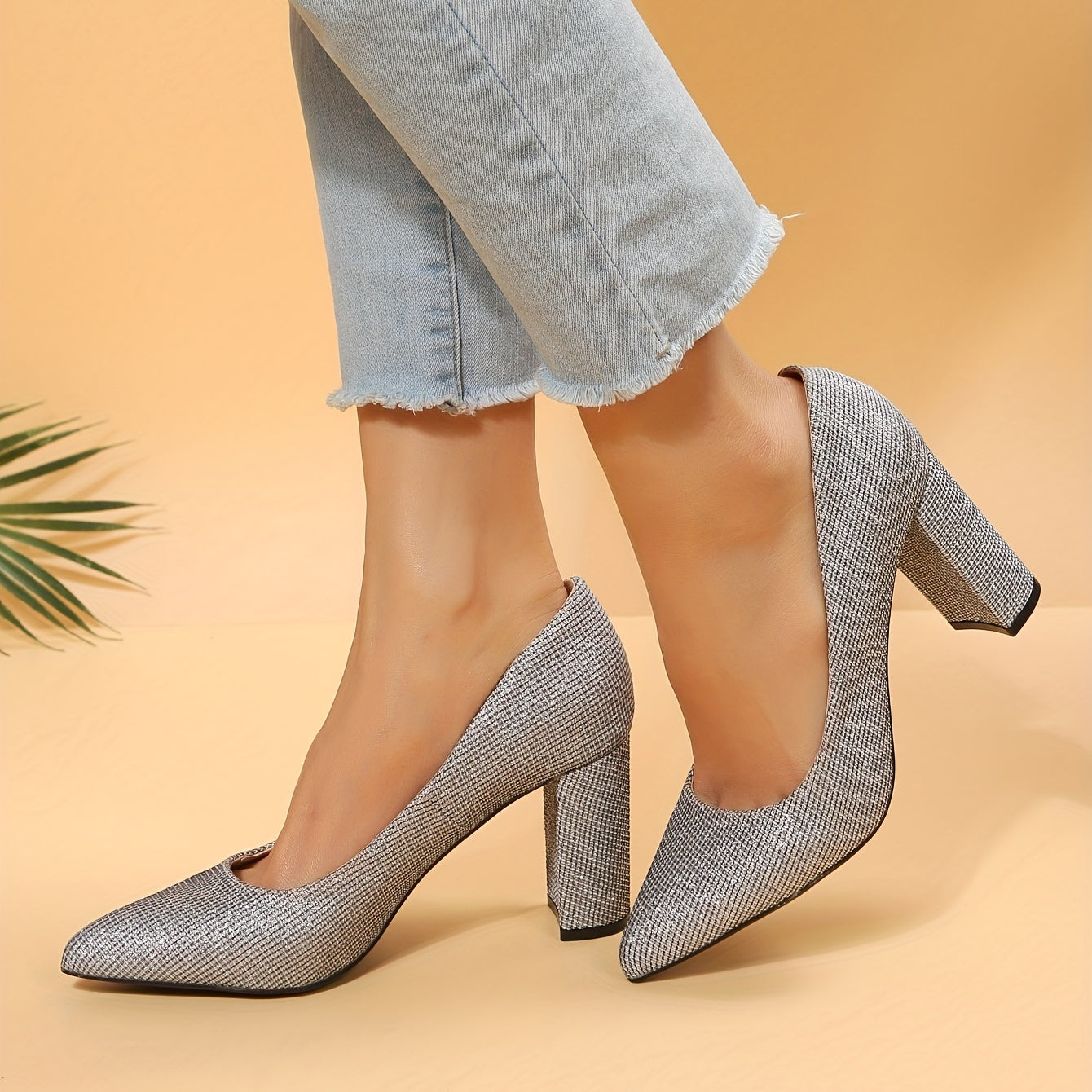 Solid Block Heels Dress Pumps Stylish Party Heels