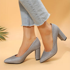 Solid Block Heels Dress Pumps Stylish Party Heels