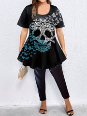 Plus Skull & Butterfly Print Top & Leggings Set