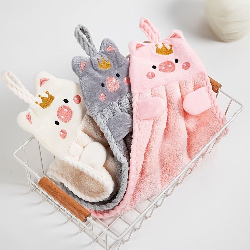 Cartoon Piggy Hanging Towel Soft Cotton Fingertip Towel