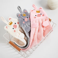Cartoon Piggy Hanging Towel Soft Cotton Fingertip Towel