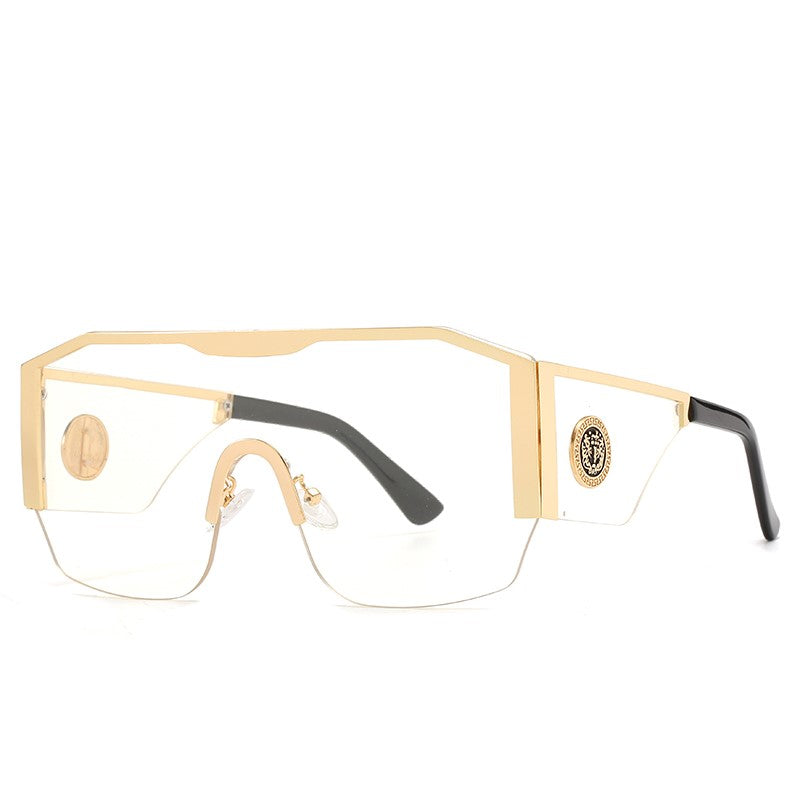 Oversized Square Sunglasses Big Frame One Piece Lens Gradient UV400