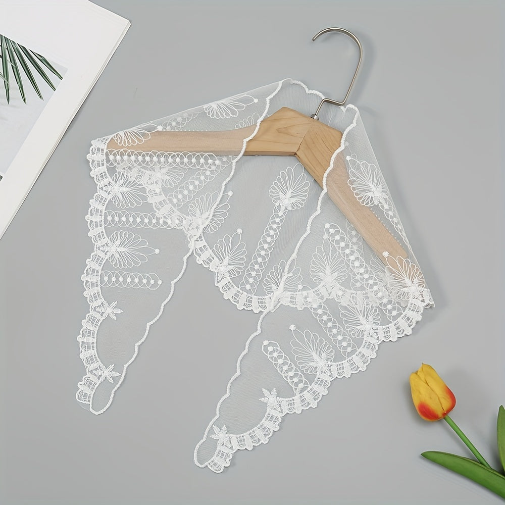 Floral Embroidery Lace Scarf Bandana Thin Head Wrap Neckerchief