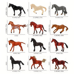 12 Horse Model Sets Realistic Dual Styles Painting 3D Details Toys