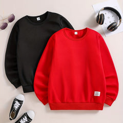 2pcs Boys Casual Pullover Sweatshirt Long Sleeve Crew Neck Tops