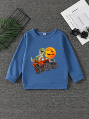 Boys Halloween Dino Driver Sweatshirt with Stretch Fabric