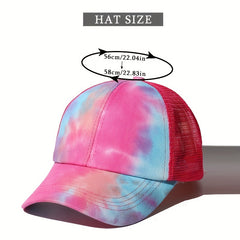 Tie Dye Gradient Print Trucker Hat Mesh Sunshade Dad Hats For Women