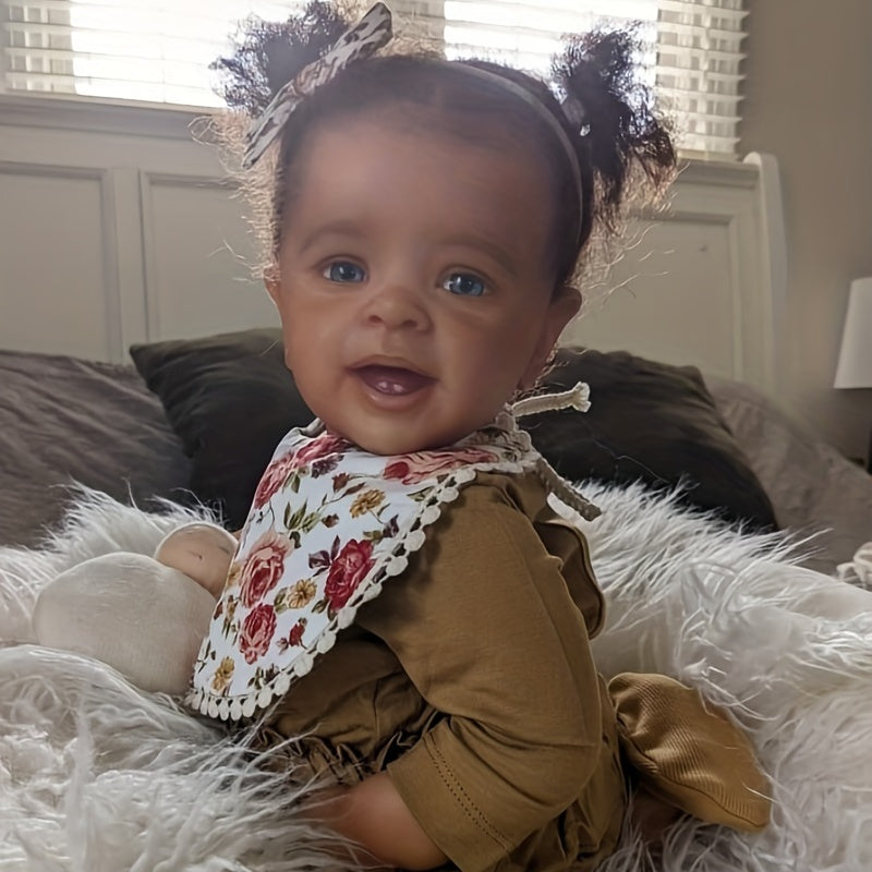 24' Reborn Toddler Yannik Dark Brown Skin Girl Doll