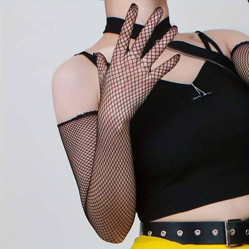Women's Long Fishnet Gloves Lace Sexy Fingerless Party Gloves