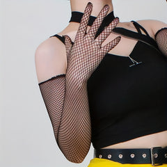 Women's Long Fishnet Gloves Lace Sexy Fingerless Party Gloves
