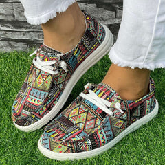 Ethnic Geometric Pattern Flat Shoes Women's Shallow Mouth Casual Shoes