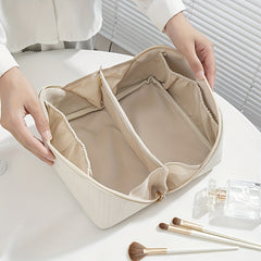 Large Capacity Travel Cosmetic Bag PU Leather Waterproof Women Portable Makeup