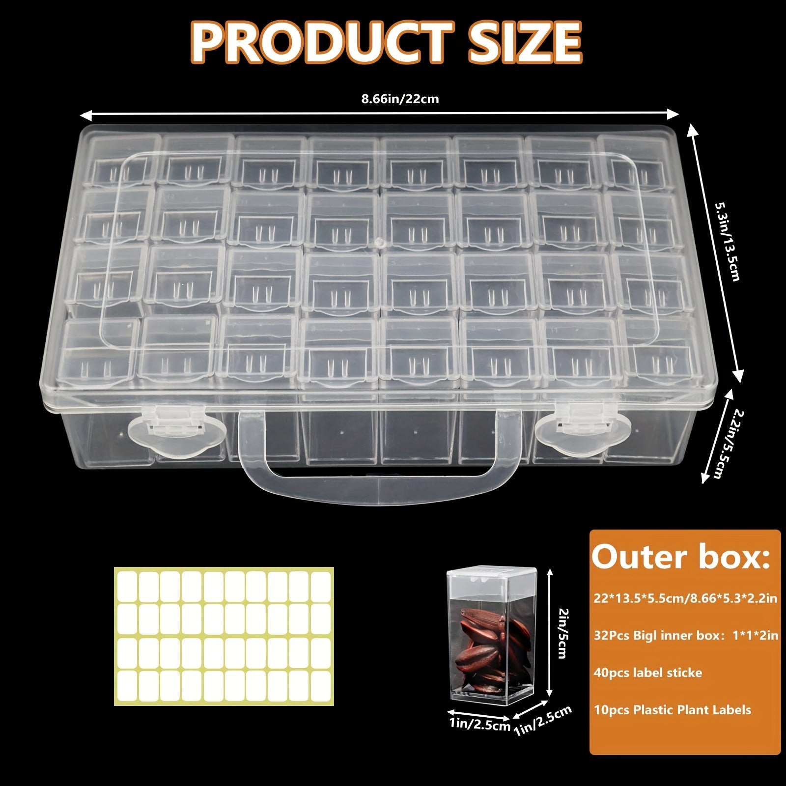 32-Slot DIY Diamond Painting Storage Box Beads Charms Jewelry Organizer
