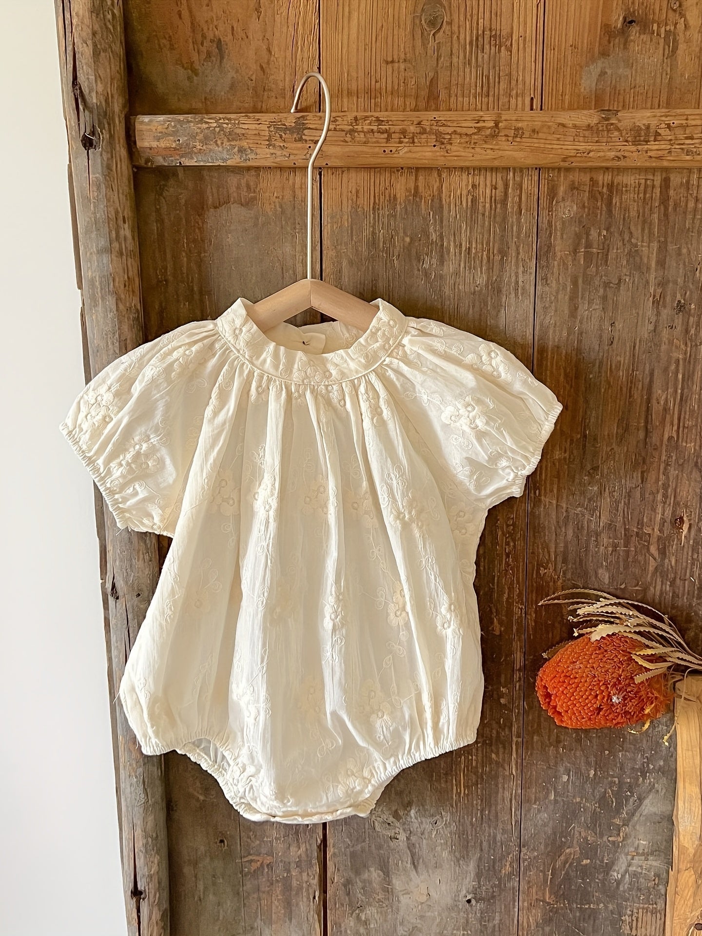 Baby Girls Jacquard Short Sleeve Onesie